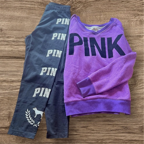 PINK Victoria's Secret Other - Victoria’s Secret PINK Set leggings and sweatshirt, cotton, cozy athleisure,  M
